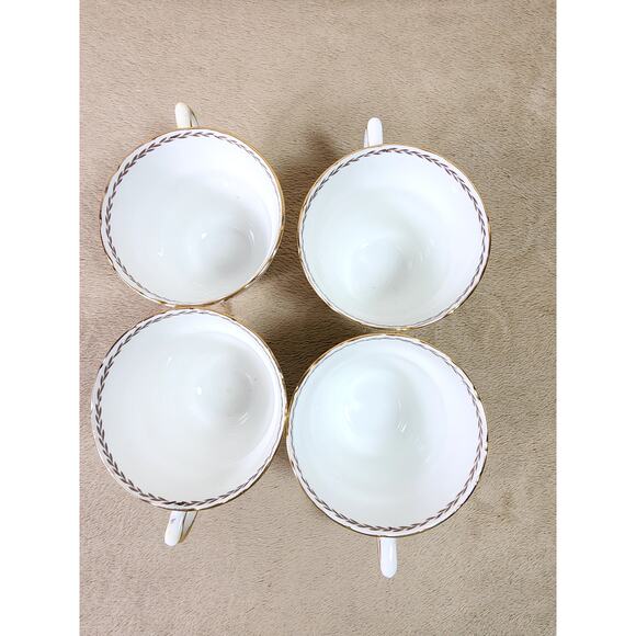 Woodland Dell Teacup Mug Sutherland Bone China Gold Trim Made in England x4 Vtg - Picture 8 of 14